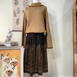 Vintage 90s Y2k Paisley Floral Wool Midi Skirt Whimsigoth Fairy Forest Cottage 4